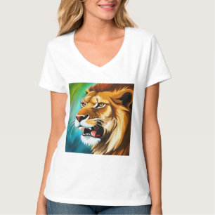 T-shirt Portrait Posé côté Lion rugissant-57566