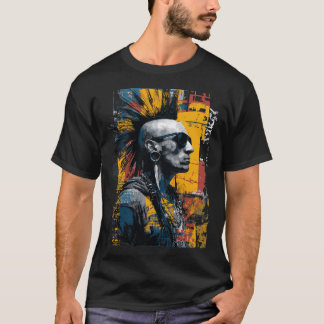 T-shirt Portrait Punk avec Mohawk Art Urbain
