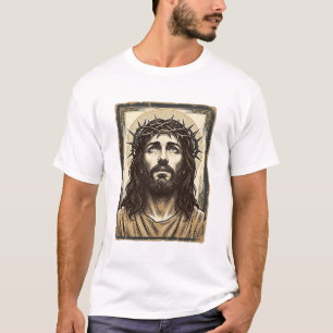 T-shirt Portrait religieux vintage de la couronne d'épines
