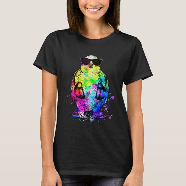 T-shirt Portrait rétro pop d'oiseau conure soleil avec cas (Devant)