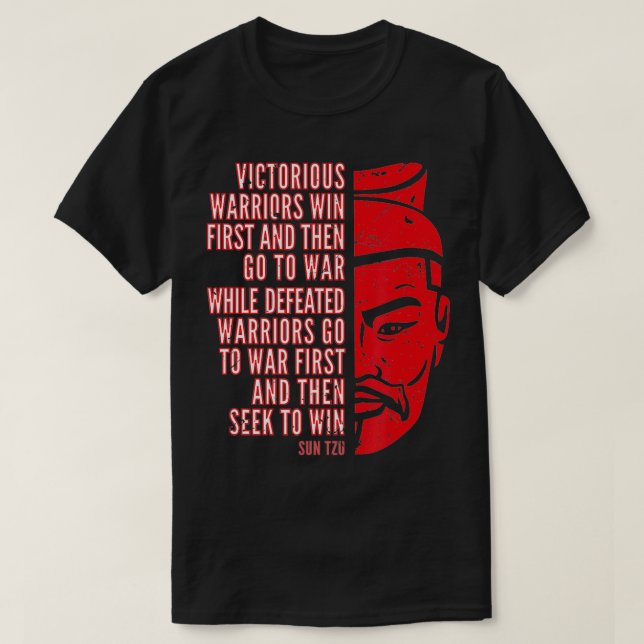 T-shirt Portrait Sun Tzu en rouge cool avec devis (Design devant)