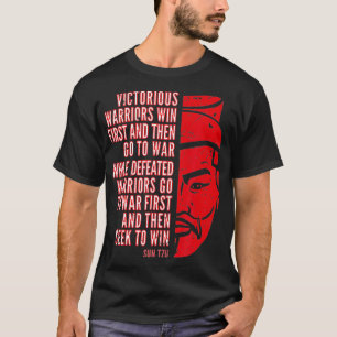 T-shirt Portrait Sun Tzu en rouge cool avec devis