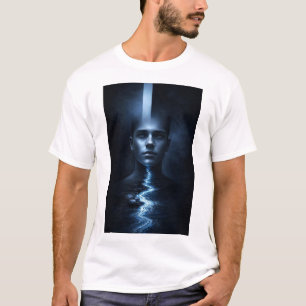 T-shirt Portrait surréaliste à la lumière bleue éthérée