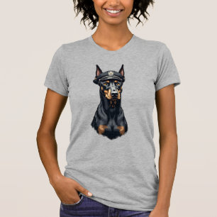 T-shirt Portrait vintage de Doberman de la police en noir