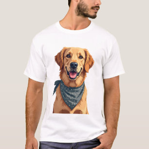 T-shirt Portrait vintage de Golden Retriever avec ba
