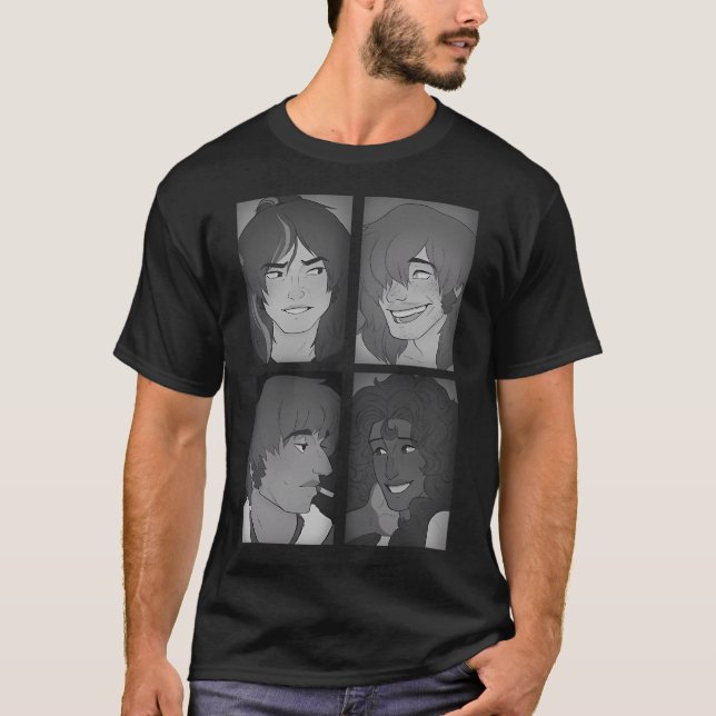 T-shirt Portraits poly en noir et blanc (Devant)