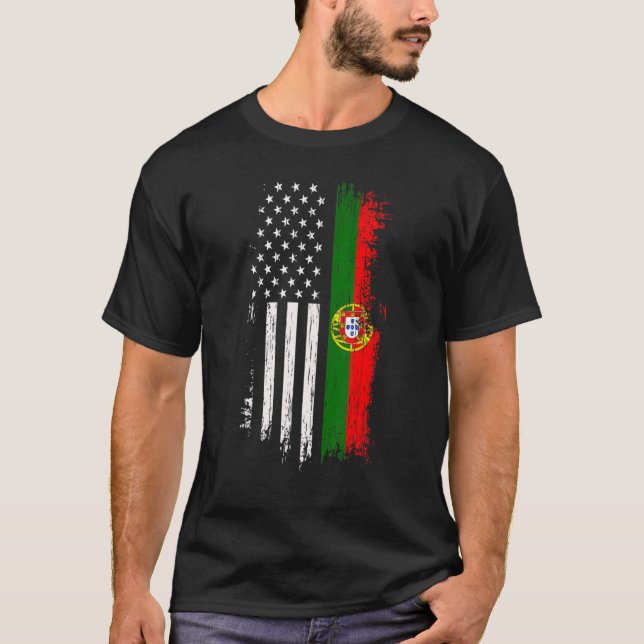 T-shirt Portugais Américain Flag Pride Portugal Usa (Devant)