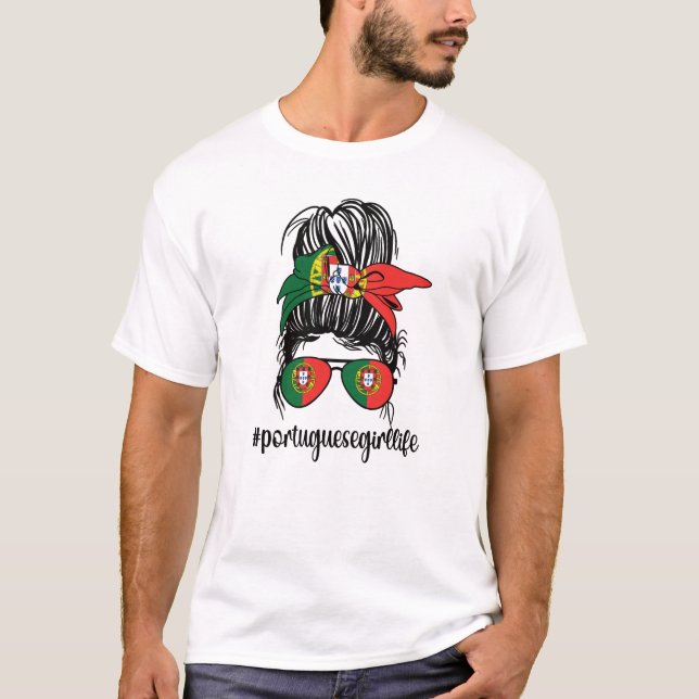 T-shirt Portugaise fille Portugal Drapeau Racines portugai (Devant)