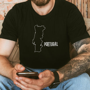 T-shirt Portugal Carte du pays Ligne frontière Forme portu
