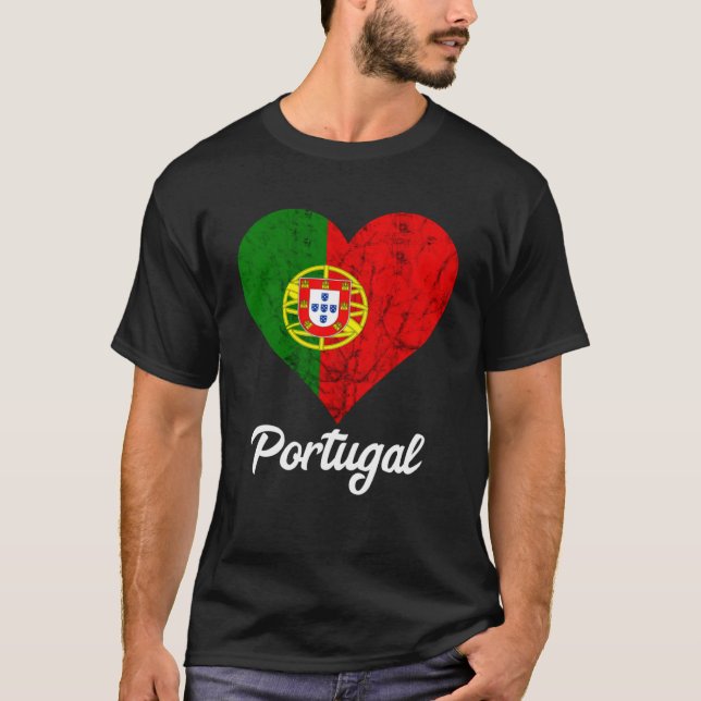 T-shirt Portugal Coeur Portugais Amour Drapeau Portugais (Devant)