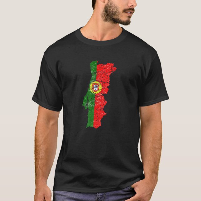 T-shirt Portugal Drapeau Avec Carte Portugaise Graphique P (Devant)