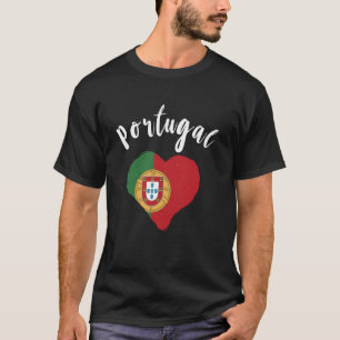 T-shirt Portugal Drapeau Fierté Coeur Racines Portugais Dr