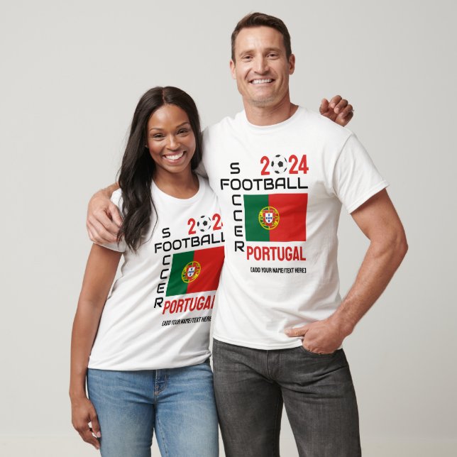 T-shirt PORTUGAL Football Nom personnalisé 2024 TOUTE ANNÉ (Unisexe)