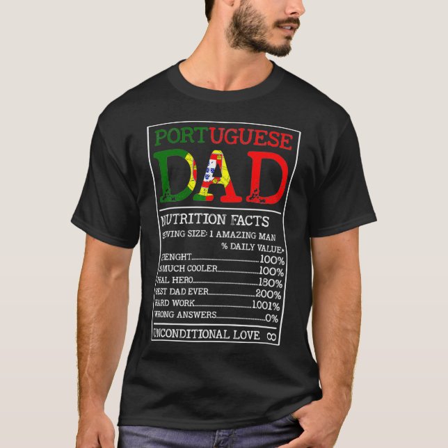 T-shirt Portugal Papa Nutrition Facts Funky Portugal (Devant)
