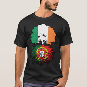 T-shirt Portugal Portuguese Irish Ireland Tree Roots Flag