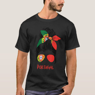 T-shirt Portugal Soccer Drapeau Messy Bun