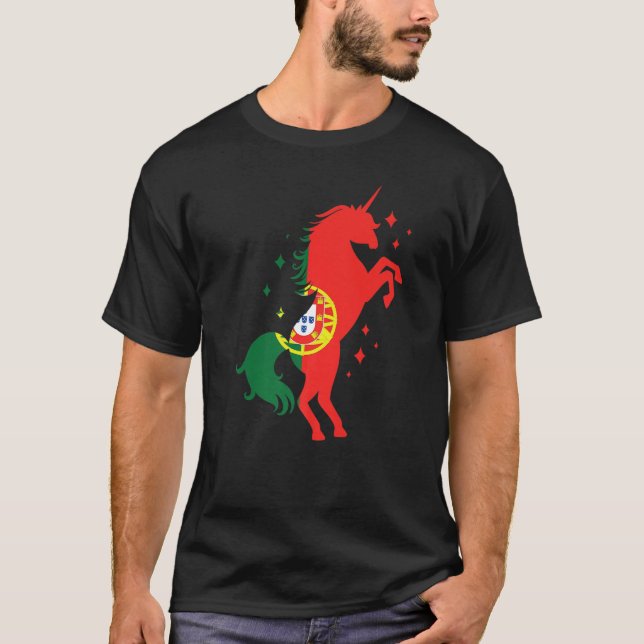 T-shirt Portuguese Roots Unicorn Portugal Flag (Devant)