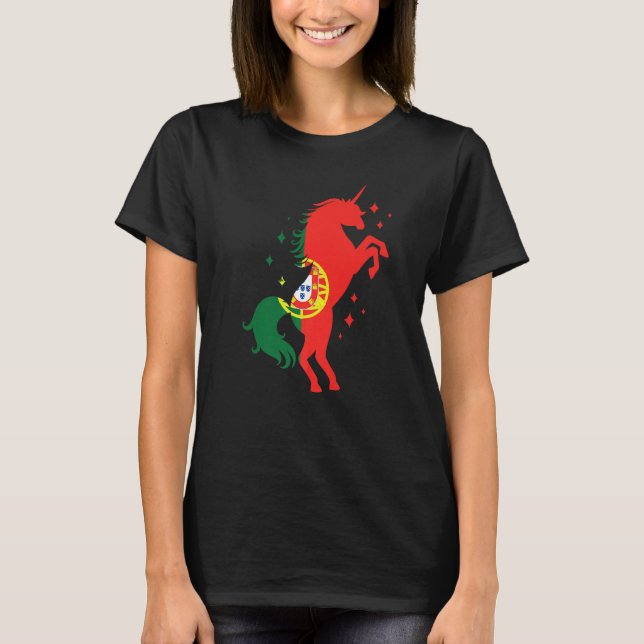 T-shirt Portuguese Roots Unicorn Portugal Flag (Devant)