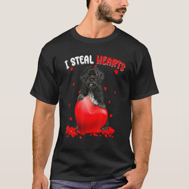 T-shirt Portuguese Water Dog Dog I Steal Hearts Cute Valen (Devant)