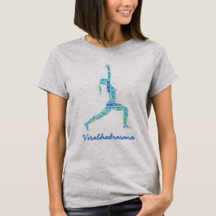 T-shirt Pose de guerrier de yoga aux nuances du bleu
