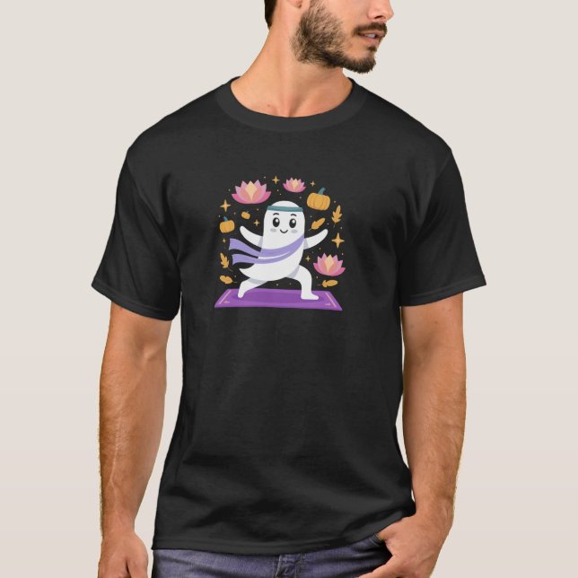 T-shirt Pose De Méditation éffrayante Ghost Pour Les Amate (Devant)