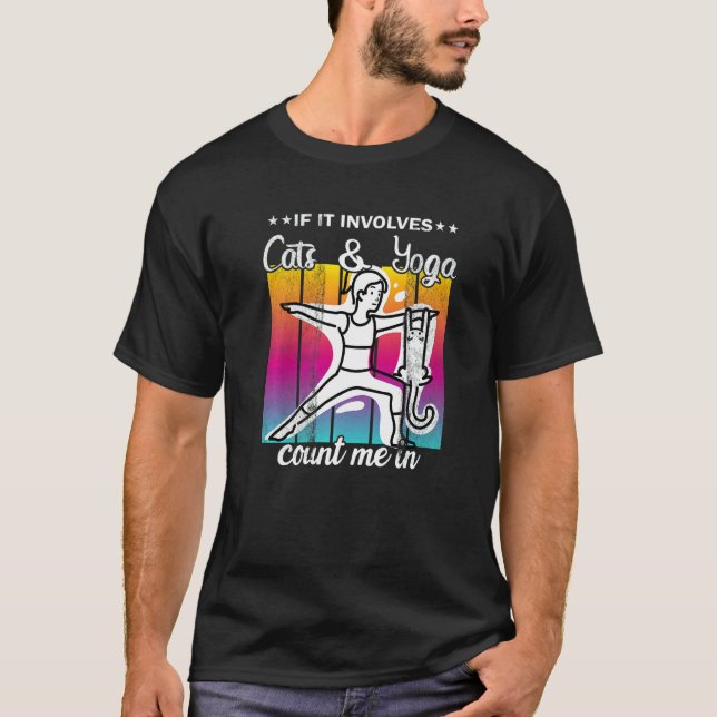 T-shirt Pose de yoga de chat Temps de yoga (Devant)