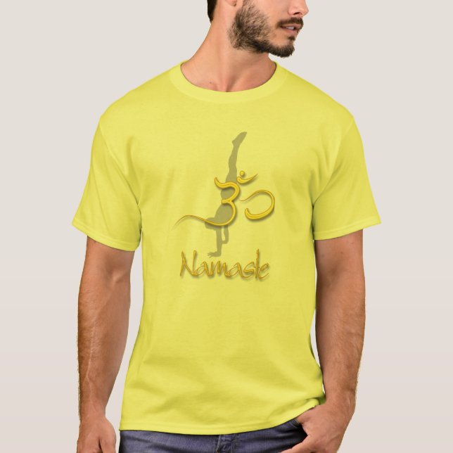 T-shirt Pose de Yoga Pose, tee-shirts jaunes de marque om  (Devant)