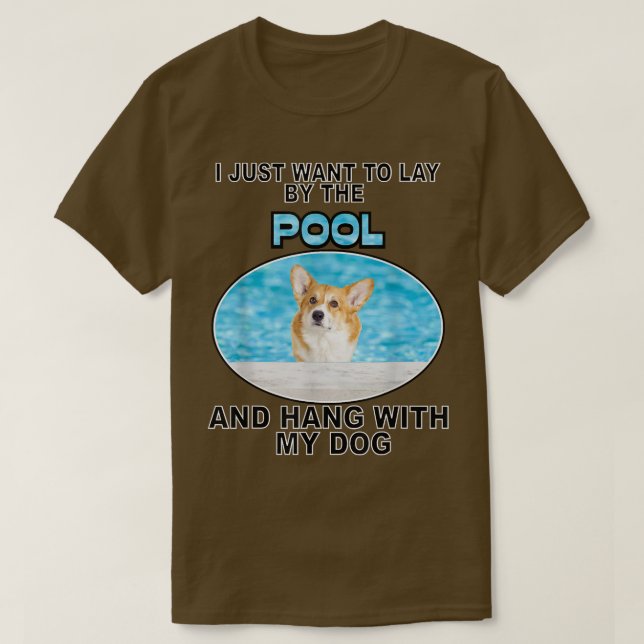 T-shirt Pose par la piscine et Hang w Corgi (Design devant)