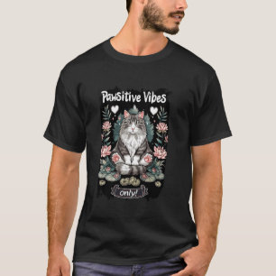 T-shirt Poses de yoga à vibrations positives Chaton Maine