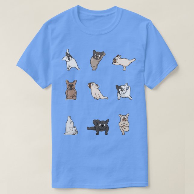 T-shirt Poses de Yoga de Chien-taureau français (Design devant)