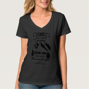T-shirt Posez Toute Votre Inquiétude Sur Lui Élément Chrét