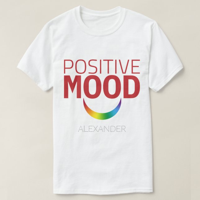 T-shirt Positif Mood Smile Red Rainbow GAY LGBT Fun Name (Design devant)