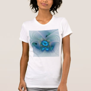 T-shirt Position, Abstrait bleu turquoise fractal
