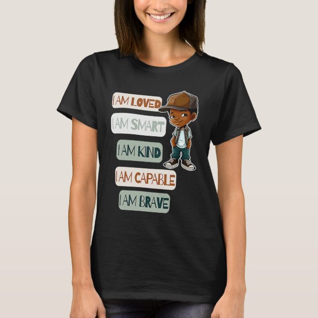 T-shirt Positive Affirmations for African American Boys (Devant)