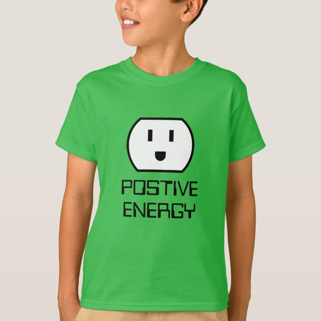 T-shirt Positive Energy amusant prise de mur vert pour enf (Devant)