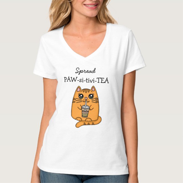 T-shirt Positivité de propagation | Kawaii Chat et tourte  (Devant)
