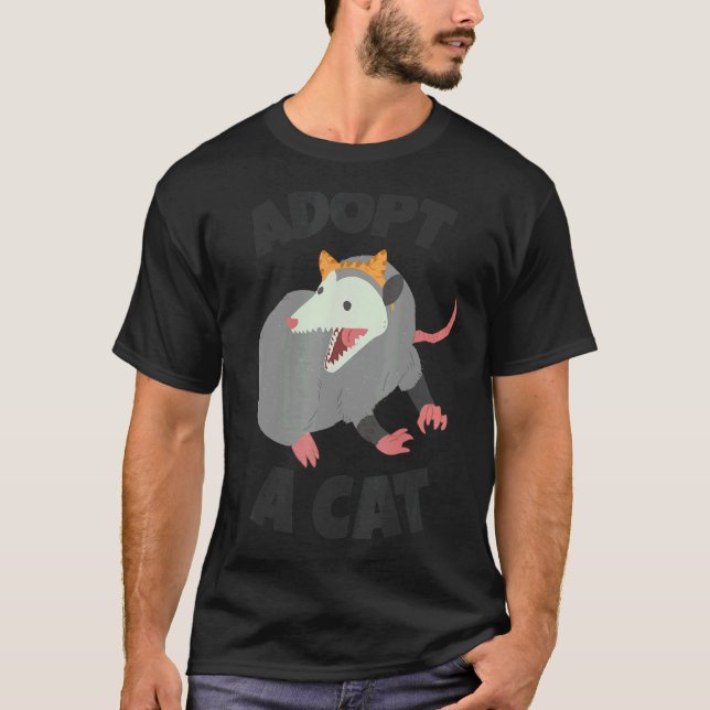 T-shirt Possum Adopte un Chat (Devant)