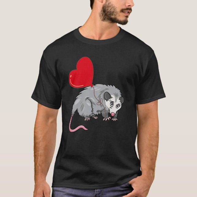 T-shirt Possum Avec Coeur Balloon Valentines Jour Amour Ga (Devant)