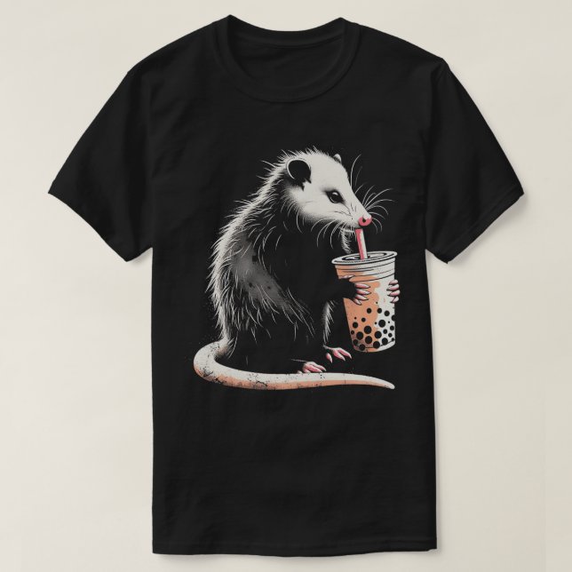 T-shirt Possum Boire Boba Tea Cute Opossum Bubble Tea L (Design devant)