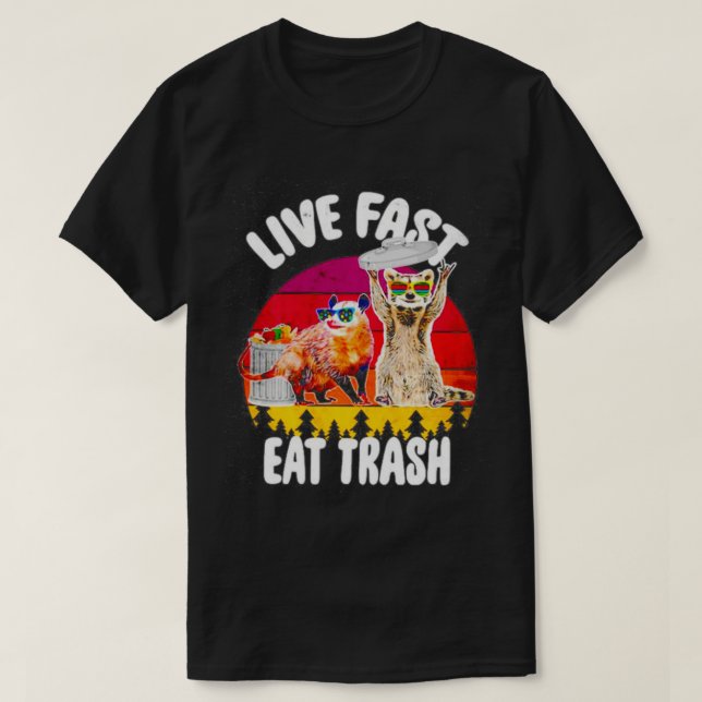 T-shirt Possum Et Raccoon Live Fast Eat Trash Classic TSh (Design devant)
