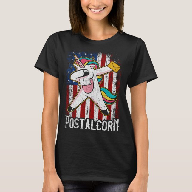 T-shirt Postal Corn Unicorne Mail Lady Postal Worker (Devant)