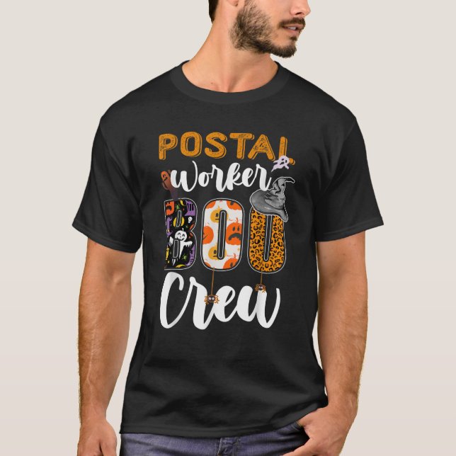 T-shirt Postal Worker Boo Crew Funny Halloween Technicien (Devant)