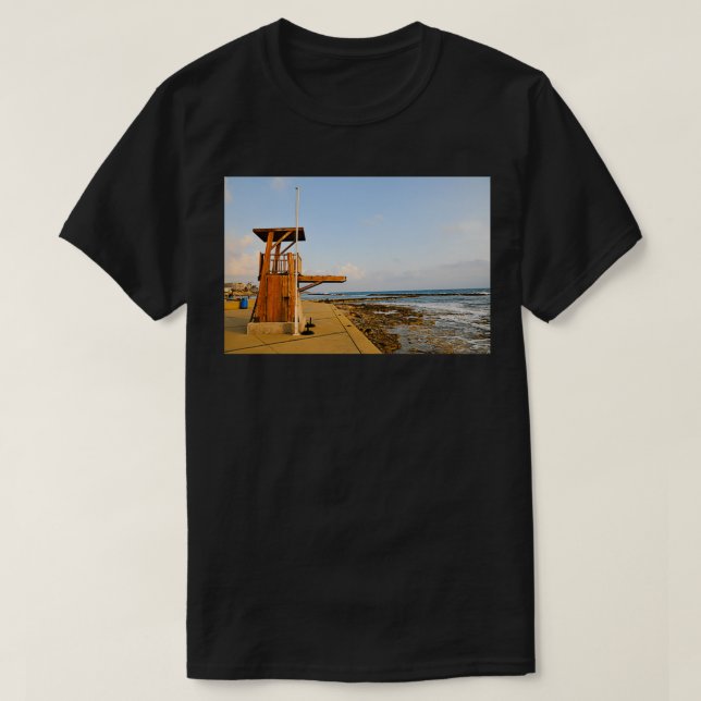 T-shirt poste de surveillance sur la plage de Paphos Cypru (Design devant)