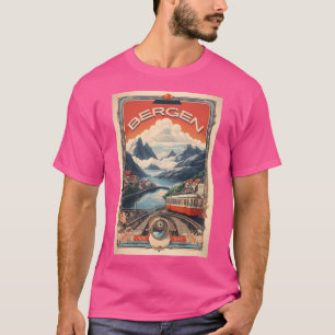 T-shirt Poster Bergen vintage captivant la beauté norvégie