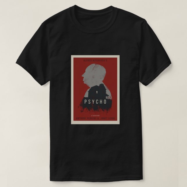 T-shirt Poster d'Alfred Hitchcock Psycho (Design devant)