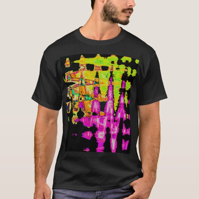 T-shirt Poster d'art Abstrait Neon Glitch Imprimer (Devant)