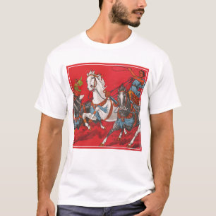 T-shirt Poster De Cirque De Deux Hommes À Chariots Racing