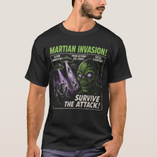 T-shirt Poster de film Alien Martian Invasion Halloween fr