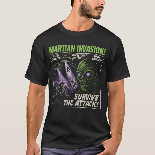 T-shirt Poster de film Alien Martian Invasion Halloween fr (Devant)