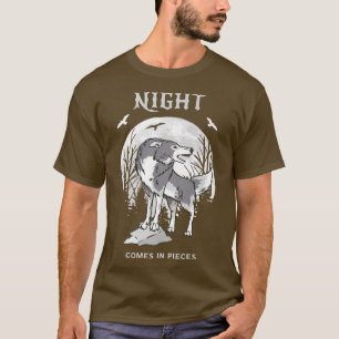 T-shirt Poster de nuit Loup Design Forêt Animaux Faune Fu